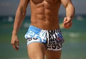 People in swimming trunks increase penis gel