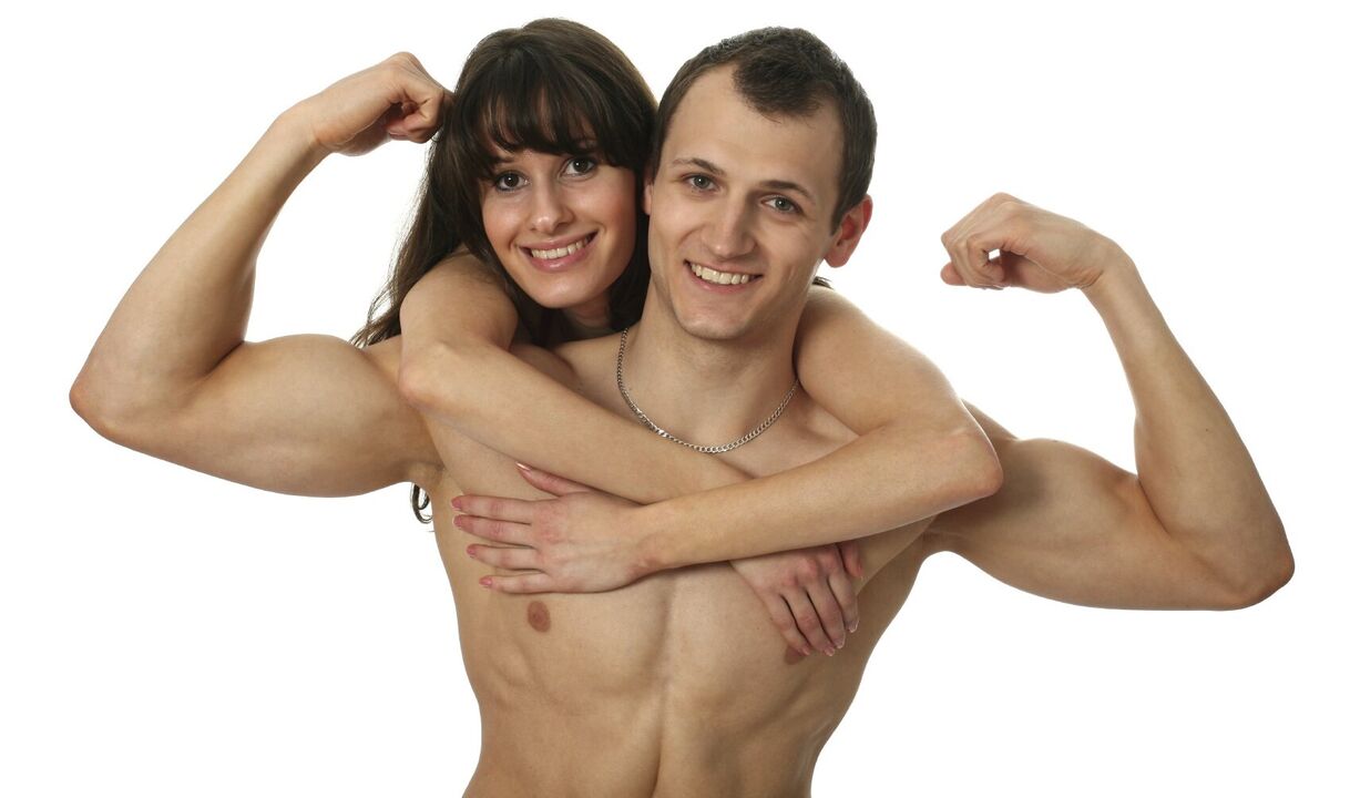 Woman and a man with enlarged penis